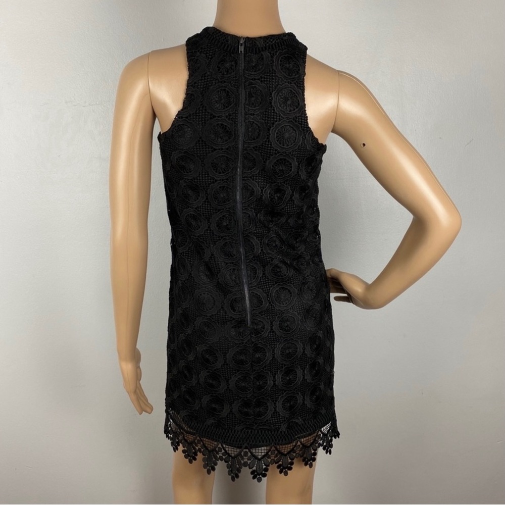 NEW LOVERS + FRIENDS BLACK LACE-UP CROTCHET MINI DRESS - Picture 6 of 8